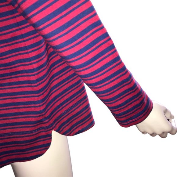 LL Bean Red & Navy Striped Long Sleeve Tee | 100% Cotton, XL Petite - Picture 5 of 8